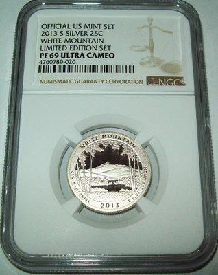2013-S Silver PF69 Ultra Cameo White Mountains Quarter NGC Limited Edition Set - Image 1 of 2