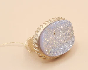 NEW MARCIA MORAN Brushed Gold Tone Natural White Cocktail Ring SZ 8 - Picture 1 of 6