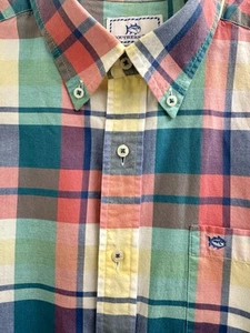 Southern Tide Herren L Classic Fit Langarm Knopfleiste Pastell Kariert 100% Baumwolle - Bild 1 von 13