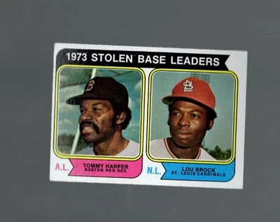 Béisbol Topps 1974 #204 bases robadas líderes Brock/Harper Foto 1 de 2