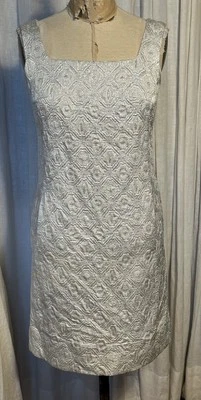 Vestido Vintage Mod Años 60 Blanco Plateado Metálico Sin Mangas Talla XS-S Usado  Foto 1 de 4