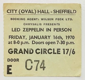 Biglietto concerto Led Zeppelin originale usato municipio Sheffield 16 gennaio 1970 - Foto 1 di 1