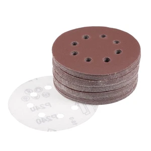 50 pezzi 5 pollici 8 fori gancio passante disco abrasivo 240 grana floccata levigatrice carta vetrata - Foto 1 di 5