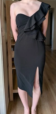 Dress Size 10 womens Black Formal Party christmas Ruffle Sexy midi wedding - image 1 of 4