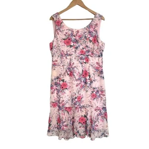 R&M Richards Floral Sleeveless Chiffon Dress Lined Romantic Fairecore Size 12 - Picture 1 of 9