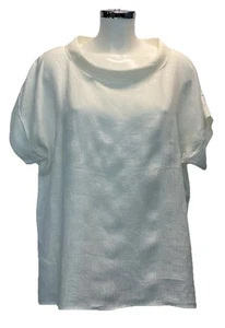 East Cream 100% Linen Top With Bardot Collar Small. - Picture 1 of 9