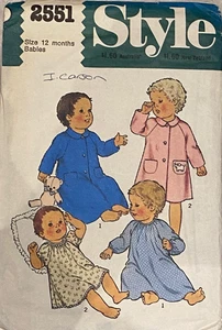 Vintage Sewing Pattern Style 2551 Womens Babies 12 month Nightdress - Picture 1 of 2