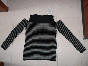 Edel Schick Extravagant Made in Italy Pullover Baumwollmix Gr 36 schwarz weiß NE - Bild 1 von 6