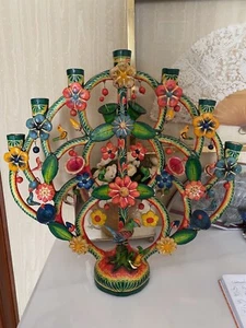 candelabro Porta Candele messicano vintage l’albero della vita Mex 56 Cm - Imagen 1 de 7
