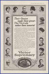 Vintage 1918 Victor Victrola verschiedene Künstler sprechende Maschine Phonograph Druck Anzeige - Bild 1 von 1
