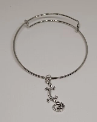 Bracciale Regolabile Con Ciondolo Charm in Acciaio Color Argento  Silver - Immagine 1 di 2