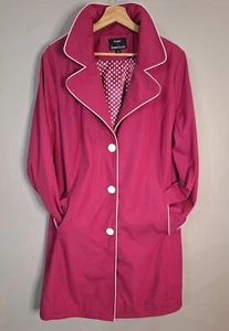Dennis By Dennis Basso Fully Lined Fuchsia/White Piping Women's Trench Size 1X - Picture 1 of 9
