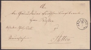  AD Preußen Beleg seltener  K1 JASENITZ nach Stettin - Bild 1 von 2