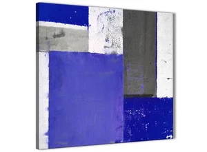 Indigo Navy Blue Abstract Painting Canvas Wall Art Print - 49cm Square - 1s338s - Picture 1 of 4