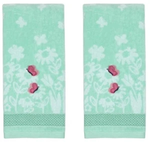 Celebrate Spring Easter Embroidered Floral Butterfly Bath Hand Towels 2-Pack - Picture 1 of 10