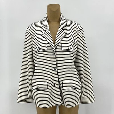 Chaqueta Blazer Chicos 3 Mujer 16-18 XL Marfil Negro Rayas Elastizada Botón Plateado Foto 1 de 4
