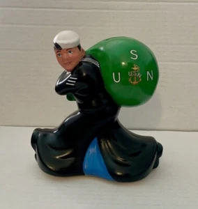 Vintage McCoy Ceramic Navy Sailor Seaman 5.5" Hand-Painted Military Bank - Picture 1 of 6