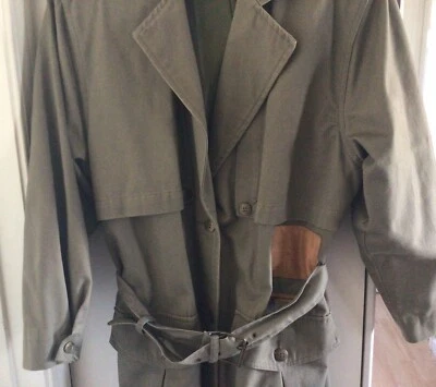 Vintage Together! Gabardina para mujer estilo militar ribete de cuero verde talla 6 P Foto 1 de 4