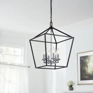 Home Decorators Weyburn 6-Light Black & Polished Chrome Chandelier Light Fixture - Picture 1 of 5