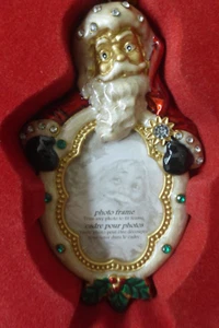 Cornice fotografica Babbo Natale ingioiellata Costco ornamento natalizio metallo nuova con scatola - Foto 1 di 2