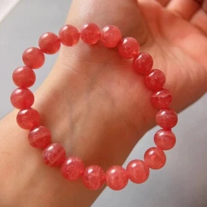Natürliche Argentinien Rose Rhodochrosit Edelstein Kristall Runde Perlen Armband 9 mm - Bild 1 von 4