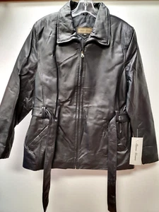 Vintage Y2K Alamo Uomo Size 2XL Real Leather Jacket Womens Black Zip Up - Picture 1 of 12