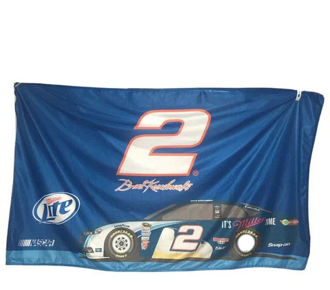 Brad Keslowski NASCAR Flag 3’ x 5’ Miller Lite #2 Banner Header Brass Grommets Cover