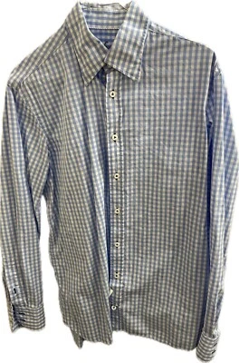 VAN LAACK Shirt Mens Medium Blue  & White Gingham Check - Image 1 of 4