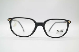 Vintage Sferoflex O20-S Schwarz Gold Oval Brille Brillengestell eyeglasses NOS - Picture 1 of 6