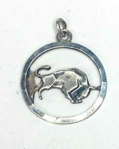 Vintage Anson Sterling Silver Horoscope Zodiac Taurus the Bull Pendant - Picture 1 of 6