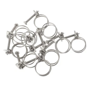 Abrazaderas de manguera de acero inoxidable de alambre de acero doble de 10 piezas clips de tubería de agua abrazaderas de tubo - Imagen 1 de 12