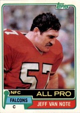 1981 Topps Jeff Van Note Football Cards #70