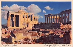 Acropolis At Athens Color-foto By Trans World Airlines TWA Postcard - Picture 1 of 2