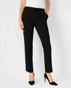 Ann Taylor Petite Ankle Bi Stretch Mid Rise Slim Leg schwarze Hose Größe 8 neu mit Etikett - Bild 1 von 10