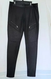 Express Damen-Leggings Motorrad Reißverschluss gesteppt Kunstleder schwarz Größe M neu ohne Etikett - Bild 1 von 4