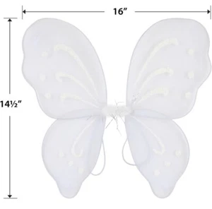 adult white glitter fairy wings with armbands - Picture 1 of 1