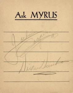 JACKIE COOPER - PRINTED CARD SIGNED IN INK CIRCA 1938 CO-SIGNED BY: DIXIE DUNBAR