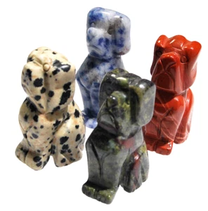 Estatuilla de curación de reiki para perro tallada con piedras preciosas de jaspe moteado de sodalita 4 piezas decoración - Imagen 1 de 14