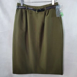 Stretch Damen Bleistiftrock Größe 10 Braun Gürtel Gerade Taschen Schlitz - Bild 1 von 11