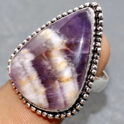 Chevron Amethyst 925 Silver Plated Ring US 8 Perfect For Gifting GW - Image 1 of 3