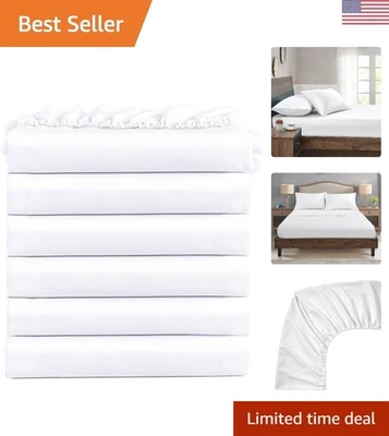 Cómodas sábanas inferiores dobles de microfibra - Paquete a granel de 6, se adapta a colchones de 16" Foto 1 de 4