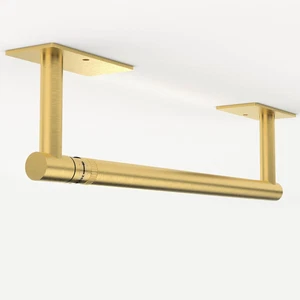 Brushed Gold Paper Towel Holder Double Post Pivoting Square Base under Cabinet P - Picture 1 of 12
