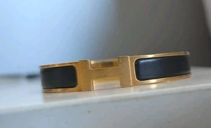 Hermes Blau Clic H Gold Armreif Armband - Bild 1 von 23