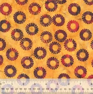 Anthology Batik Fabric | Summer Sunset Petal Wheels Honey Yellow | YARD - Picture 1 of 1