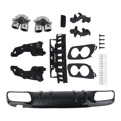 Amg Rear Diffuser Kit For Mercedes C63 C43 Coupe 2015-21 Black Chrome - Image 1 of 4