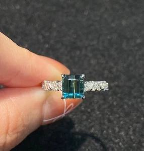 2.10 Ct Cushion Cut Tourmaline Anniversary Ring 92.5 Silver Gold Plated  - Picture 1 of 5