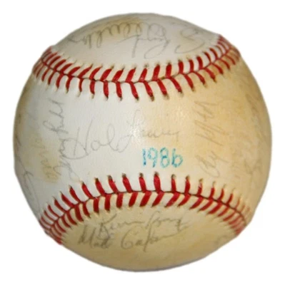 1986 Houston Astros Signed NL West Champs Team Baseball 35 Sigs Berra Scott Ryan - Image 1 of 4
