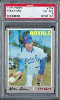 1970 Topps HI #709 MIKE FIORE K.C. Royals sharp/well CENTERED NICE PSA 8 - Image 1 of 2
