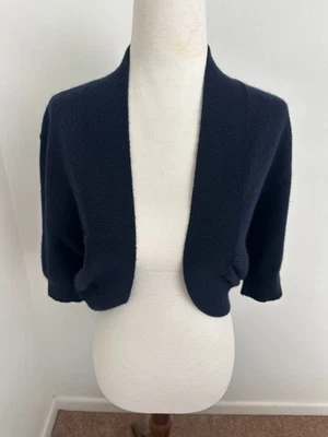 Cardigã ALLUDE 100% cashmere feminino curto azul marinho tamanho GG - Imagem 1 de 4