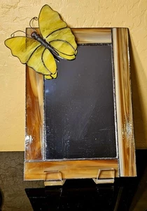 🦋 Stained Glass Butterfly Mirror Handmade Vintage Yellow 🦋 - Picture 1 of 7